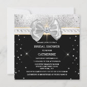 Invitation Arc de parties scintillant en argent noir brillant (Devant)
