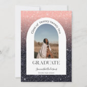 Invitation Arc de Parties scintillant moderne noir et rose Di (Devant)