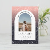 Invitation Arc de Parties scintillant moderne noir et rose Di (Debout devant)