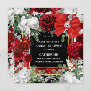 Invitation Arc de parties scintillant noir rouge diamant élég