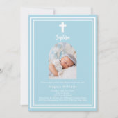 Invitation Arc de photo bleu clair Baptême (Devant)
