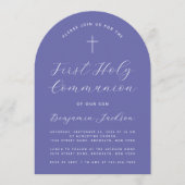 Invitation Arc de première communion Violet moderne Script & (Devant)