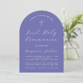 Invitation Arc de première communion Violet moderne Script & (Debout devant)