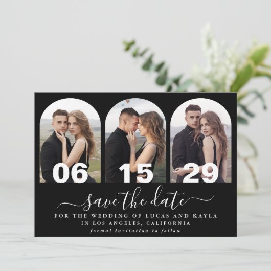 Invitation Arc de script manuscrit moderne photo Enregistrer (Debout devant)