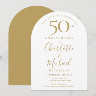 Invitation Arc de signature dorée 50e anniversaire de mariage
