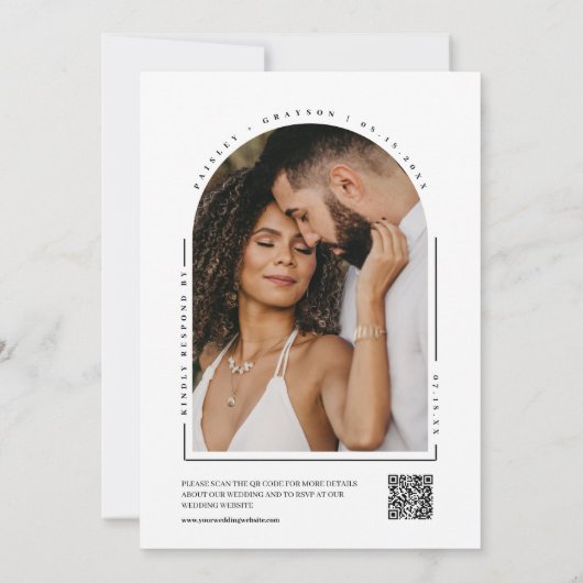 Invitation Arc de taille minimale moderne QR Code Mariage pho (Dos)