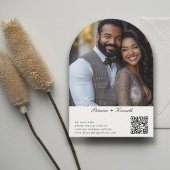 Invitation Arc de texture moderne noir et blanc QR Photo Mari