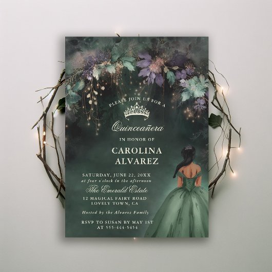 Invitation Arc de verdure enchantée Quinceanera magique