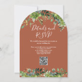 Invitation Arc de verdure Floral Terracotta QR Code Mariage (Dos)