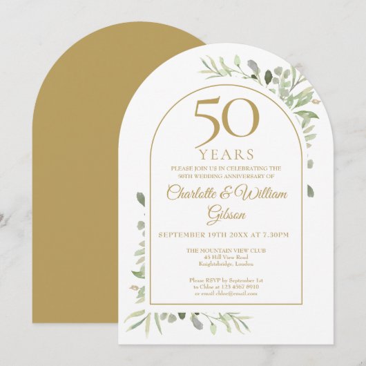 Invitation Arc de verdure pour les 50 ans de mariage (Devant / Derrière)