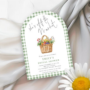 Invitation Arc de voile de mariage Gingham Elle est hors du M