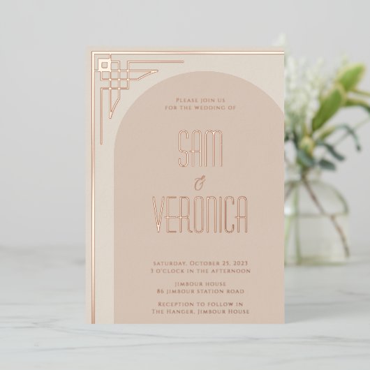 Invitation Arc Déco Moderne Beige (Debout devant)