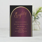 Invitation Arc d'or bordeaux noir 80e anniversaire luxe (Debout devant)