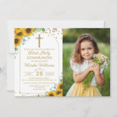 Invitation Arc d'or de tournesol première sainte communion ph (Devant)