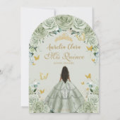 Invitation Arc d'or floral quinceañera 15 XV Sage Vert (Dos)