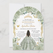 Invitation Arc d'or floral quinceañera 15 XV Sage Vert (Devant)