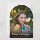 Invitation Arc d'or Noir moderne Partie de graduation photo (Devant)