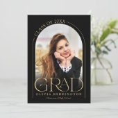 Invitation Arc d'or Noir moderne Partie de graduation photo (Debout devant)