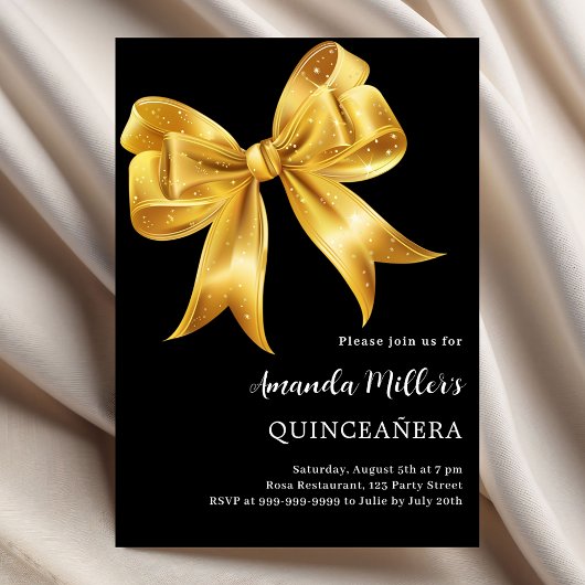 Invitation Arc d'or noir Quinceanera luxe
