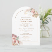 Invitation Arc d'or Pampas Grass Floral Première Sainte Commu (Debout devant)