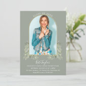 Invitation Arc d'or - Photo Sage Green Foliage Graduation (Debout devant)
