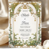 Invitation Arc doré Eucalyptus Mariage doré