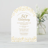 Invitation Arc du 50e anniversaire du Mariage Gold Hearts (Debout devant)