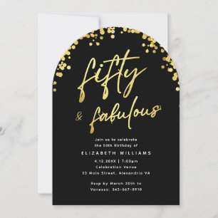 Invitation Arc élégant Black Fifty et Anniversaire Fabuleux