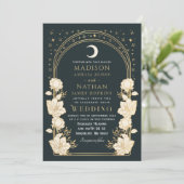 Invitation Arc élégant céleste Art Nouveau Code QR Mariage (Debout devant)