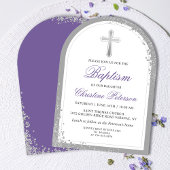 Invitation Arc élégant en argent Lavande violet Baptême en ar