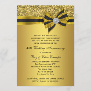 Invitation Arc élégant en or pour fête d'anniversaire de 50 a