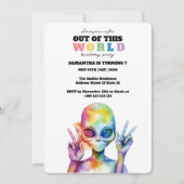 Invitation Arc en arc-en-ciel Alien fête d'anniversaire Invit (Devant)