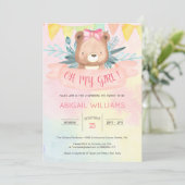 Invitation Arc en arc-en-ciel Aquarelle Baby shower fille our (Debout devant)