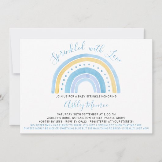 Invitation Arc en arc-en-ciel Baby shower bébé saupoudrage (Devant)