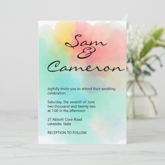 Invitation Arc en arc-en-ciel Mariage Simply Fresque et Class (Debout devant)