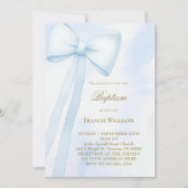 Invitation arc en bleu aquarelle | Baptême (Devant)