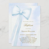 Invitation arc en bleu aquarelle | Baptême (Devant / Derrière)