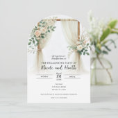 Invitation Arc en bois fleuri Fiançailles Rose (Debout devant)