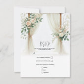 Invitation Arc en bois fleuri Vert Rose Mariage RSVP (Devant)