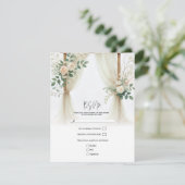 Invitation Arc en bois fleuri Vert Rose Mariage RSVP (Debout devant)