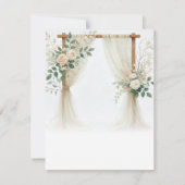 Invitation Arc en bois fleuri Vert Rose Mariage RSVP (Dos)