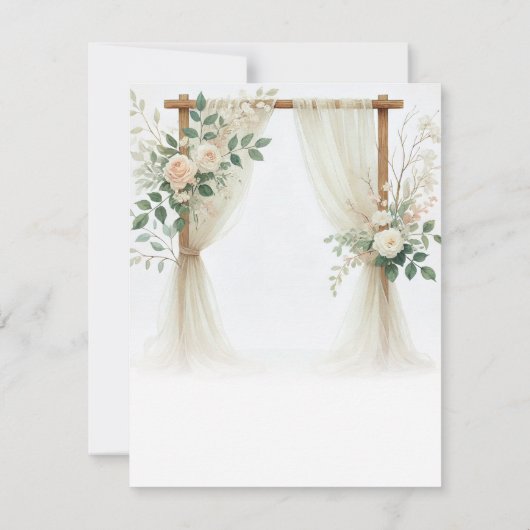 Invitation Arc en bois fleuri Vert Rose Mariage RSVP (Dos)