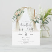 Invitation Arc en bois floral verdure Rose Mariage rustique (Debout devant)
