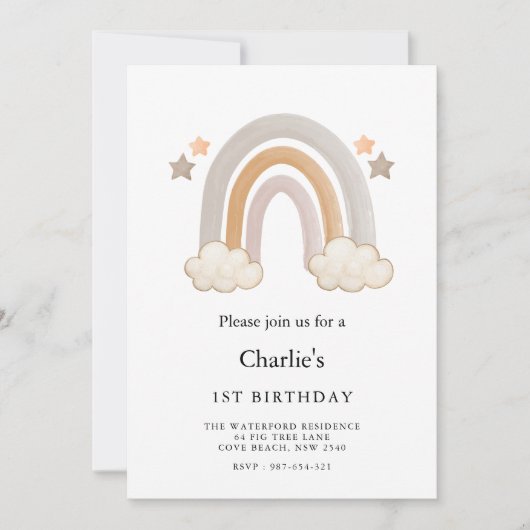 Invitation Arc-en-ciel 1er anniversaire, (Devant)