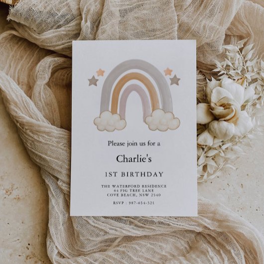 Invitation Arc-en-ciel 1er anniversaire,