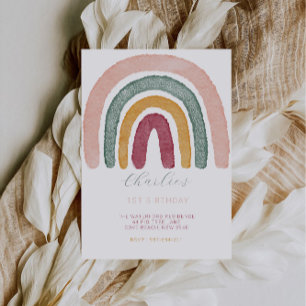 Invitation Arc-en-ciel 1er anniversaire,