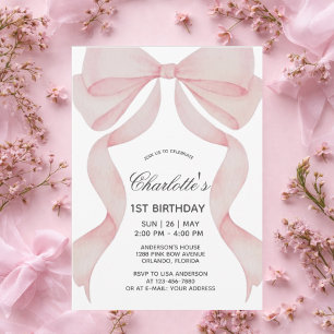 Invitation Arc en ciel 1er anniversaire fille Prem