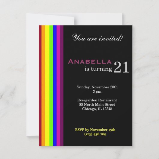 Invitation Arc-en-ciel 21e anniversaire (Devant)