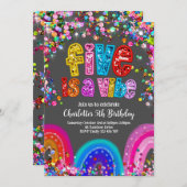 Invitation arc-en-ciel, 5e anniversaire mignon bri (Devant / Derrière)