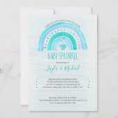 Invitation Arc-en-ciel Aquarelle Laver Bleu Bébé Parsemer (Devant)
